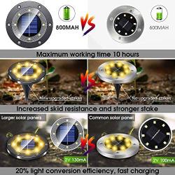NFESOLAR Solar Ground Lights Outdoor Waterproof, 8 Packs Upgraded Solar Garden Lights with New Design, 8 LED Solar Disk Lights Landscape Lighting for Pathway Garden Walkway Yard - Warm White