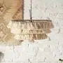LITFAD 3-Tier Fringe Girls Room Hanging Lamp Hand-Weaving Rope Single Modernist Pendant Ceiling Light Creative Pendant Light Chandelier in Beige for Living Room Dining Room Bedroom