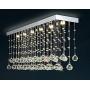 Moooni L40'' Contemporary Rectangle Crystal Chandelier Modern Dining Room Ceiling Light Fixture Rectangular Raindrop Design Chandeliers for Dining Room Kitchen