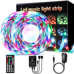 LED Strip Lights,YLCVBUD 32.8ft 3528 SMD RGB Rope Lights Music Sync Color Changing, Rope Light 600 SMD, IR Remote Controller Flexible Strip No White for Home Party Bedroom Party Indoor