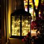 Solar Lantern Lights Metal Sunwind with 30 Warm White LEDs Fairy String Lights Outdoor Decorative Table Lamp (Black-11.4''H)