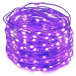 Twinkle Star 33FT 100 LED Silver Wire String Lights Halloween Lights Battery Operated LED String Lights for Christmas Wedding Party Home Holiday Decoration, Purple