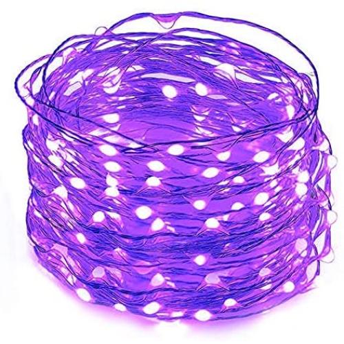 Twinkle Star 33FT 100 LED Silver Wire String Lights Halloween Lights Battery Operated LED String Lights for Christmas Wedding Party Home Holiday Decoration, Purple