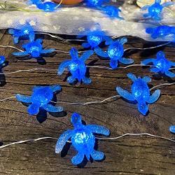 Blue Sea Turtle String Lights Christmas Nautical Wall Décor 10ft 30 LEDs with Remote Powered by USB Plug-in or Battery Pack for Summer Ocean Themed Wedding Baby Shower Birthday Party House Decoration