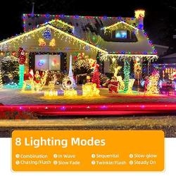 Led Christmas Lights Outdoor 91.5FT 250 LEDs 8 Modes with Memory Christmas Tree Lights Multicolor Waterproof for Christmas Tree, Wedding, Party, Patio, Porch, Garden Decoration (2 Sets Connectable)