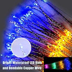 Joiedomi 4Packs Firework Copper Wire Hanging 200 LED Starburst Lights Waterproof for Christmas Home Party Wedding Garden Xmas Patio Bedroom Décor Indoor Outdoor Decorations