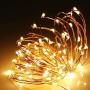 UPOOK Solar String Lights, 100LED Copper Wire Solar Fairy Lights 33Ft 8 Modes Waterproof Outdoor String Lights for Christmas Party Wedding Decoration Patio Garden Yard 2 Pack (Warm White 100LED)