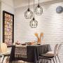 UOFUS 3-Light Pendant Lighting with Black Metal Cage Shade Adjustable Modern Light Fixture for Kitchen Living Room Bedroom Hallway Bar