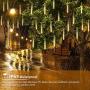 Solar Light Outdoor,MUEQU Waterproof Christmas String Lights Solar LED Meteor Shower Rain Lights Falling Raindrop Light 8Tubes 288LED Fairy Lights for Xmas Tree Garden Party Decor (Warm White)