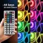 Jhome LED Strip Lights, 16.4ft RGB Changing 5050 LED Tape Lights with 44-Key IR Remote and Power Supply for Home Decoration, Living Room, Bedroom, Party