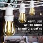 SUNTHIN 48ft White Outdoor String Light Kit with 1W Dimmable LED Bulbs for Outdoor Weddings Lights, Commercial Patio String Lights, Backyard Lights and Party Light