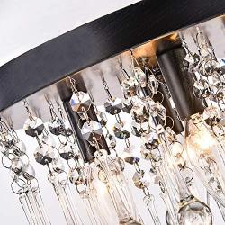 Maxax Crystal Chandelier Lighting,Modern Mini Chandelier 4 Lights Flush Mount Ceiling Light for Hallway, Kitchen, Dining Room, Kids Room,Antique Black Finish