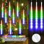 Number-one Meteor Shower Lights, LED Falling Rain Lights 50cm 10 Tube 480 LEDs Falling Raindrop Light, Waterproof Icicle Snow Fall String Lights for Xmas Tree Parties Wedding Garden (Multicolor)