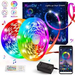 LED Strip Lights, HueLiv 32.8FT 5050RGB Color Changing Kit with 40 Keys Remote APP and Bluetooth Control Lighting Strip works in Sync with Music for the Bedroom, Kitchen, around the TV Waterproof IP65