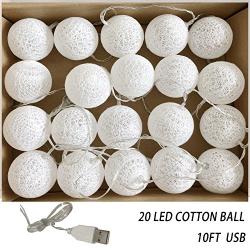 Gladworts Decorative String Lights for Living Room White Hanging Lights Globe Nursery Decor Balls for Bedroom, USB Powered Indoor Lights for Home Decor, 10ft