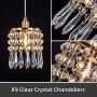 Linour Pendant Light Fixtures Crystal Chandelier Modern Ceiling Light Chrome Finish Crystal Pendant lamp for Living Room Bedroom Restaurant Porch, Copper