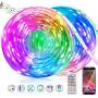 Clevsto Music Led Strip Lights 50FT for Bedroom Bluetooth Led Lights for Room