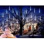 Falling Rain Lights,Anlising Led Meteor Shower Rain Lights 8 Tubes 136 LED(11.8 inch/Tube) Icicle Rain drop Lights Christmas Lights for Christmas Tree Decoration Wedding Party Holiday (White)