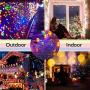 SUPSOO LED Solar Icicle String Lights,20Ft 220 LEDs Waterproof Extendable Curtain Icicle String Lights Christmas Lights for Bedroom Patio Yard Garden Wedding Party (Warm White+Multi-Color)