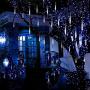 Adecorty Falling Rain Lights Meteor Shower Lights Christmas Lights 30cm 8 Tube 144 LEDs, Falling Rain Drop Icicle String Lights for Christmas Trees Halloween Decoration Holiday Wedding (White)