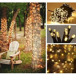 Qunlight Solar Fairy String Lights Outdoor Waterproof, 108ft 300LED Updated Version 6hrs Timer Function with USB Solar Powered Starry String Lights for Christmas Patio Garden Party(WarmWhite 300L)