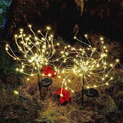 Solar Firework Light, Epicgadget 105 LED Warm Light Outdoor Firework Solar Garden Decorative Lights for Walkway Pathway Backyard Christmas Decoration Parties (Warm White) (2 Pieces)