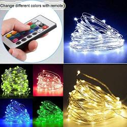 2 Pack Fairy String Lights Battery Operated with Remote Timer 50LED 16 Color Changing Twinkle Lights 16.4ft 4 Modes Decorative Copper Wire Lights for Bedroom Party Xmas Home Decor