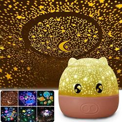 WINICE Projector Night Light,Sea World Starry Sky Rotating LED Star Projector Lamp for Bedroom, Night Color Moon Lamp for Baby Kids Children Teens Adults - 6 Sets of Film (Pink Pig)