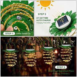 2 Pack Pineapple Solar Hanging Lights 60 LED Waterproof Fairy String Light for Outdoor Garden Patio Decor Lantern (Warm White)