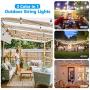 3 Color Dimmable LED Outdoor String Lights with Remotes, 48FT Waterproof Patio Hanging Lights with Shatterproof E26 S14 LED Bulbs for Bistro Cafe Pergola Party, Warm White/Nature White/Daylight White