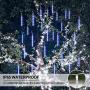 Fristmas Meteor Shower Rain Lights 8 Tube 288 LED 11.8 Inch Outdoor Waterproof Christmas Lights Falling Raindrop Fairy String Lights for Xmas Halloween Holiday Party Home Patio Tree Decoration