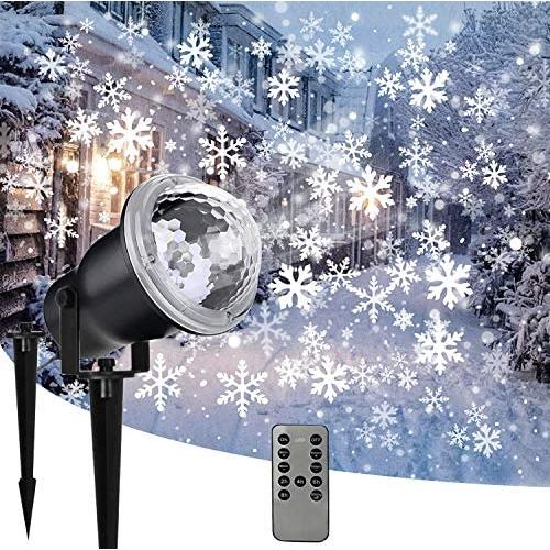 Christmas Snowflake Projector Lights Outdoor Garden Stake Light LED Snowflake Lights Waterproof Landscape Remote Snowflakes for Indoor Gardens Homes Wedding Lawn Patio Holiday Party Decor