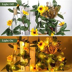 Mudder 2 Pieces Artificial Sunflower String Lights 60 LED 14.4 ft Sunflower Home Decoration Sunflower Battery Operated String Fairy Lights for Indoor Bedroom Wedding Home Garden Decor, Warm White