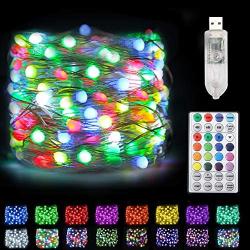 Color Changing Fairy Lights with Timer - 33ft 100 LEDs RGB Christmas LED String Lights with Remote - Waterproof Multicolor Lights USB Fairy Lights for Indoor Outdoor Bedroom Wedding Party Decor