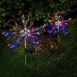 Solar Garden Lights Solar Firework Lights Solar Powered String Light with 2 Lighting Modes Twinkling and Steady-ON for Garden, Patio, Yard, Flowerbed, Parties (Colorful)