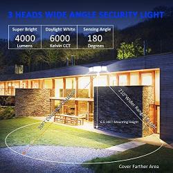 Sonata LED Security Lights, 4000LM Super Bright Motion Sensor Light Outdoor, 42W 6000K, IP65 Waterproof Motion Sensor Flood Light with 3 Adjustable Heads for Entryways, Yard, Garage