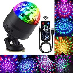 Disco Ball Party Lights Portable Rotating Lights Sound Activated LED Strobe Light 7 Color with Remote and USB Plug in for Car Home Room Parties Kids Birthday Dance Wedding Show Club Pub Xmas (1 Pack)