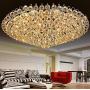 KALRI Round Crystal Chandelier Light, Modern Flush Mount Ceiling Light Fixture with Silver Metal Base Remote Pendant Lamp for Dining Living Room Bar Shop, 9 E12 Bulbs Required (Dia 23.6)