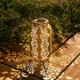 newvivid Solar Lantern Outdoor Metal Solar Lights Hanging Lanterns with Handle, Waterproof Solar Light for Garden Courtyard Walkway Garden Terrace Lawn Decorative Party (1 Pc)