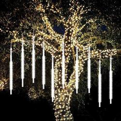 Meteor Shower Raindrop Lights,SHONCO 50CM 10 Tubes 540 LED Meteor Lights Waterproof Snow Falling Icicle Lights Outdoor Cascading String Lights for Garden Party Wedding Christmas Tree Patio (White)