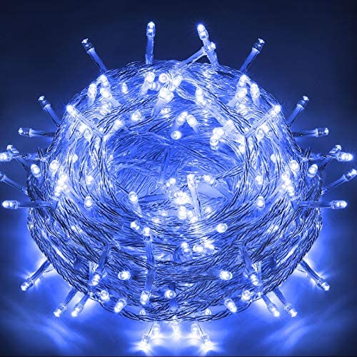 EMITEVER String Lights Indoor/Outdoor - Waterproof Ultrabright & Safe - 8 Modes Twinkle Lights 115FT 300LED, UL Plug in Christmas String Lights for Bedroom (Blue)