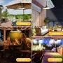 Solar Lights Outdoor Super-Bright LEDs Security - Upgrade 3 Color Solar Powered Lights,IP65 Waterproof Remote Control Shed Lights Pendant Light with Adjustable Solar Panel for Outdoor/Indoor Lighting