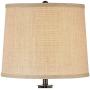 Heather Modern Contemporary Table Lamps Set of 2 with Hotel Style USB Charging Port Iron Bronze Drum Shade for Living Room Bedroom House Bedside Nightstand Home Office Family - 360 Lighting