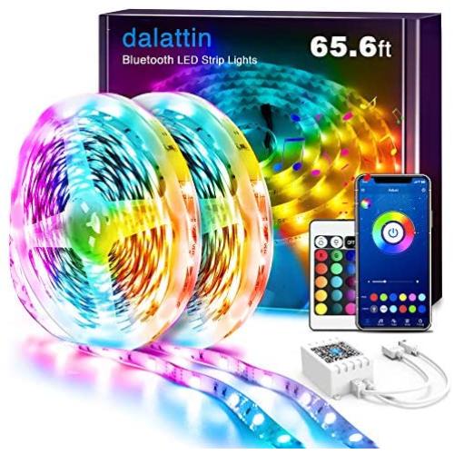 LED Lights for Bedroom Bluetooth 65.6ft,2 Rolls of 32.8ft,Dalattin Smart LED Strip Lights Sync to Music Color Changing Lights 5050 RGB with APP Control,Remote for Room,Kitchen,Party