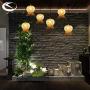 LITFAD Coffee Shop Lantern Ceiling Hanging Light Rattan Antique Style Single Light Pendant Light Bamboo LED Pendant Lamp with Adjustable Cord for Dining Room Living Room Restaurant