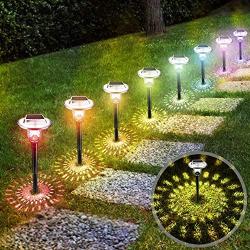 UMICKOO Solar Lights Outdoor, 8 Pack Auto Changing Solar Pathway Colorful Bright Glass Garden Lights,Waterproof Solar Powered Landscape Lights for Lawn Patio Courtyard Walkway Yard (Warm White)