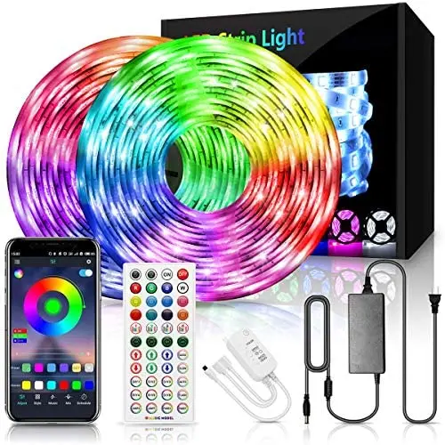 65.6FT/20M LED Strip Lights, ARKOCHIC RGB Led Lights Strip Music Sync Smart Led Lights, 5050 SMD Color Changing LED Strips with Bluetooth Controller Apply for TV, Bedroom, Party and Home Decoration