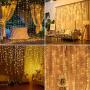 Curtain String Lights, 6.6x6.6 ft, 200 LED, 8-Lighting Modes Twinkle Lights, String Lights for Bedroom, Patio, Wedding and Christmas Decorations, Warm White