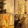 Curtain String Lights, 6.6x6.6 ft, 200 LED, 8-Lighting Modes Twinkle Lights, String Lights for Bedroom, Patio, Wedding and Christmas Decorations, Warm White