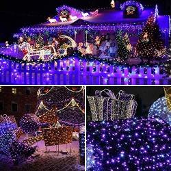 Toodour Solar Purple String Lights, 2 Packs 72ft 200 LED 8 Modes Outdoor String Lights, Waterproof Solar Fairy Lights for Garden, Patio, Fence, Holiday, Party, Balcony Halloween Decorations (Purple)